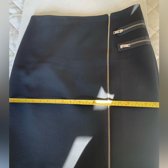 Zara Black pencil skirt metal zipped front closure asymmetric finish zippers USL - Picture 9 of 10